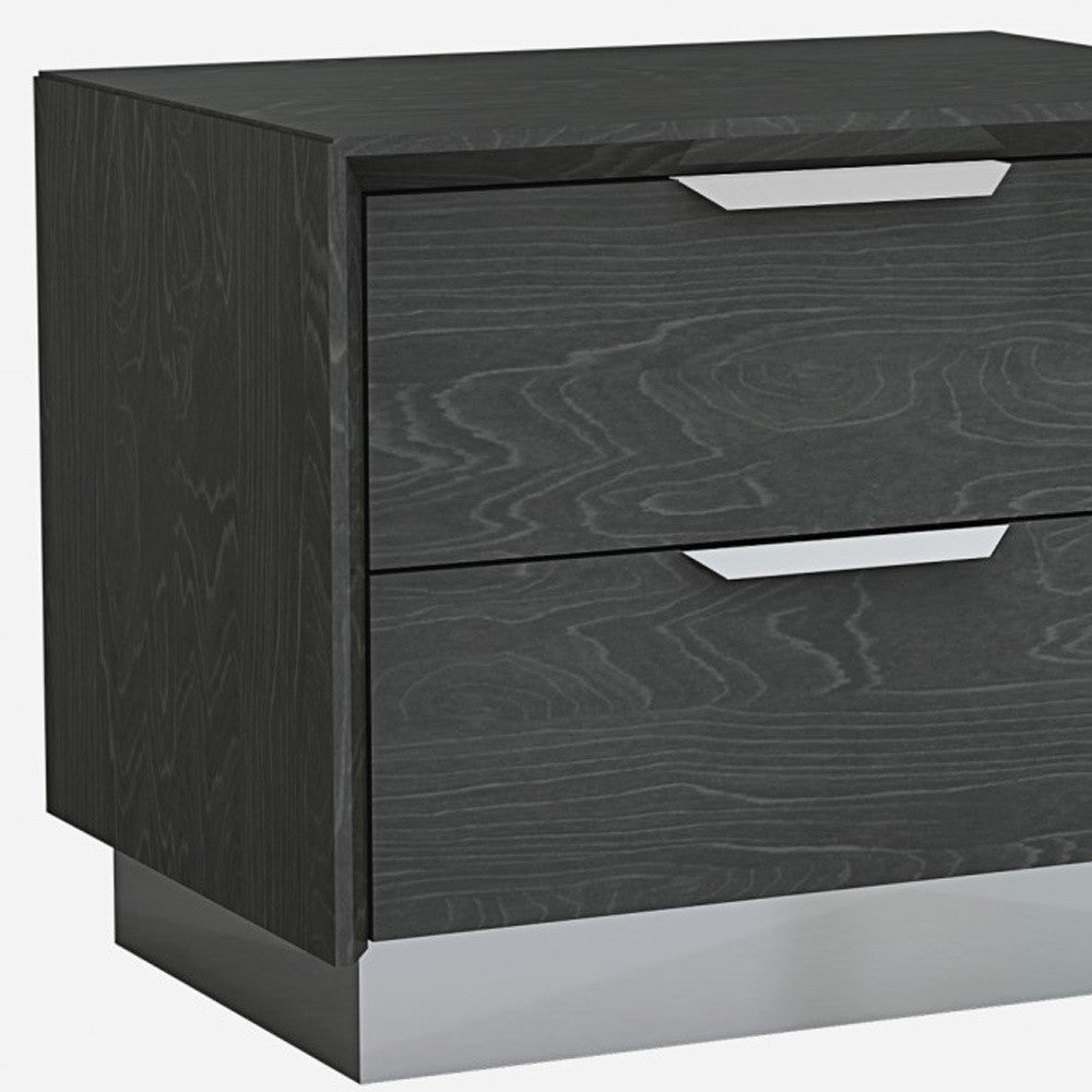 21" Gray Two Drawers Nightstand