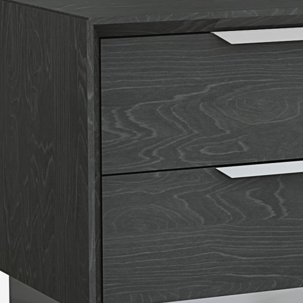 21" Gray Two Drawers Nightstand