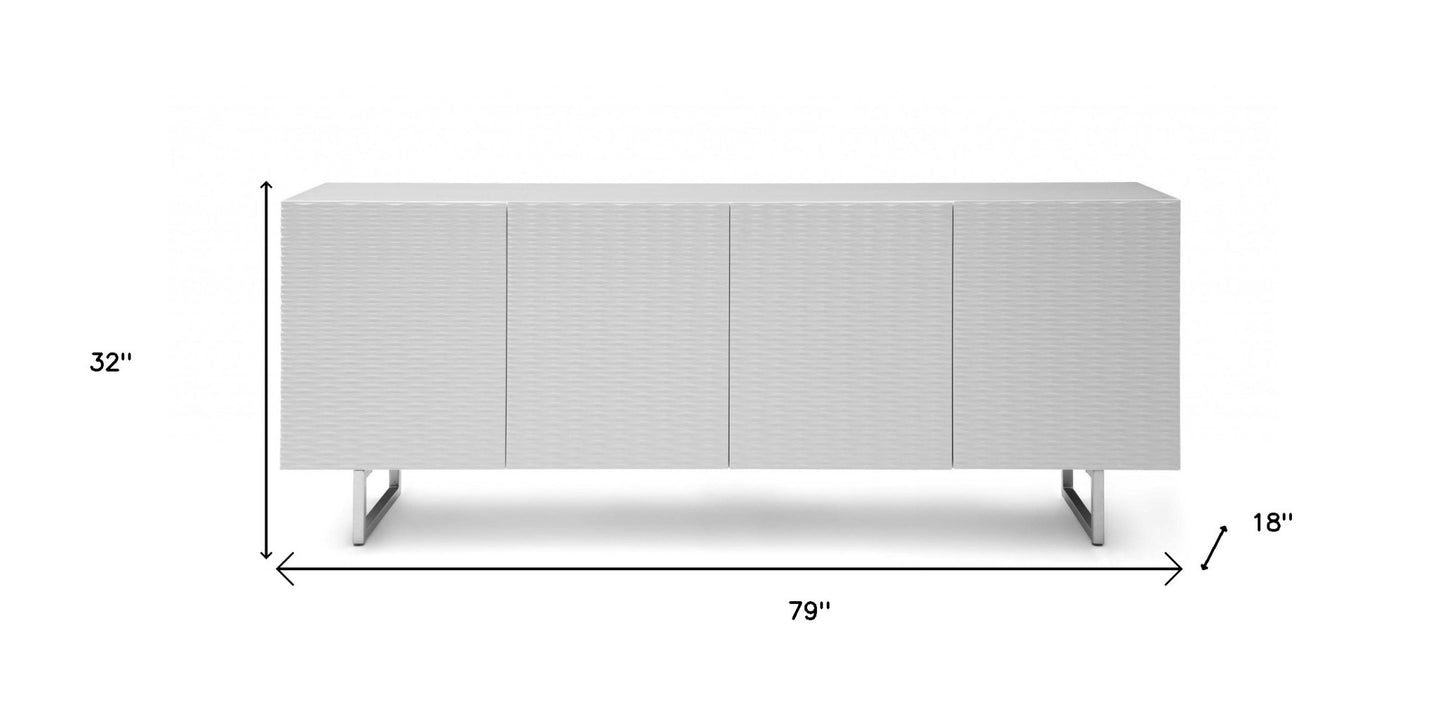 79" White Stainless Steel Solid Console Table