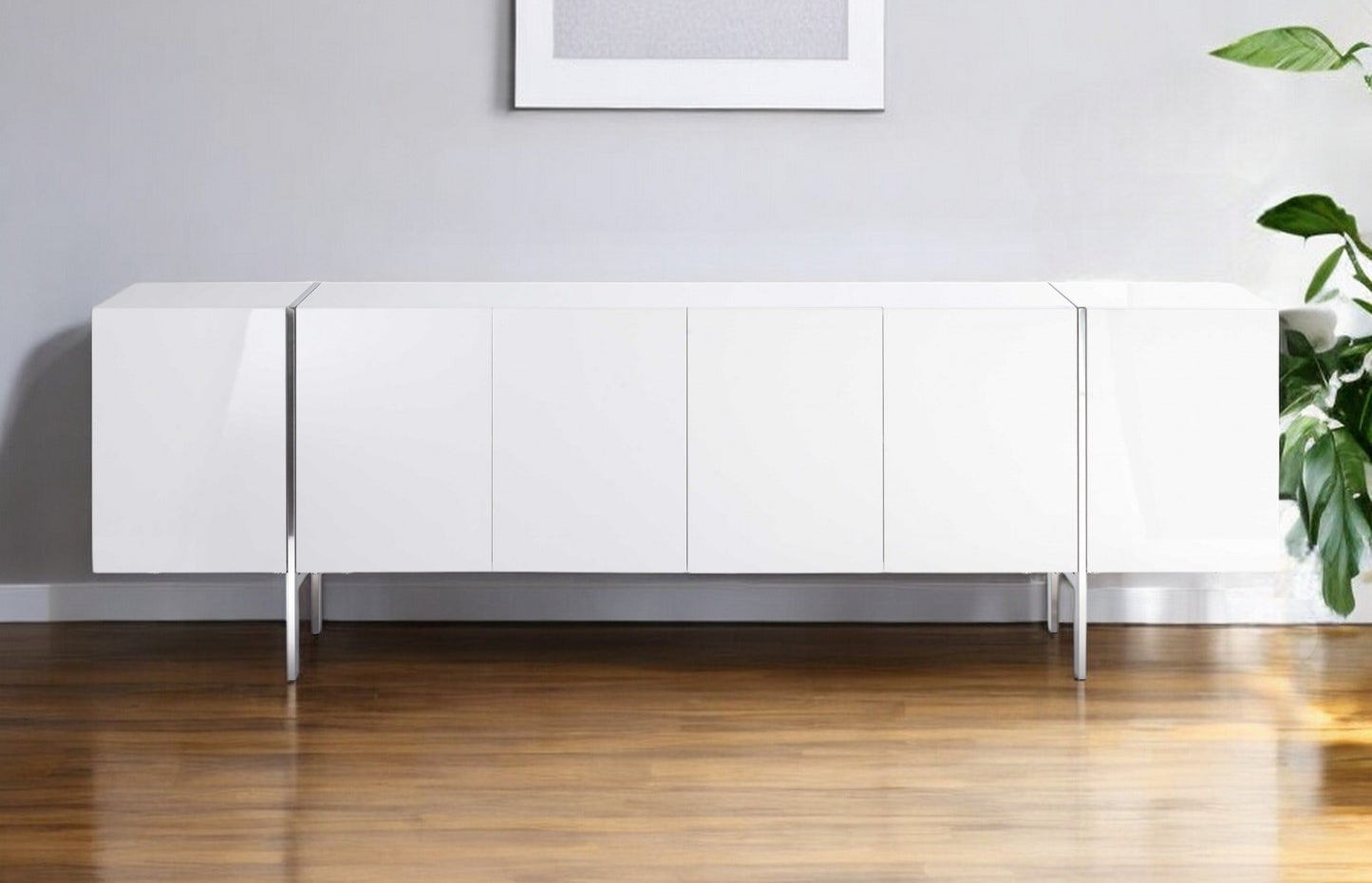 95" White Stainless Steel Solid Console Table