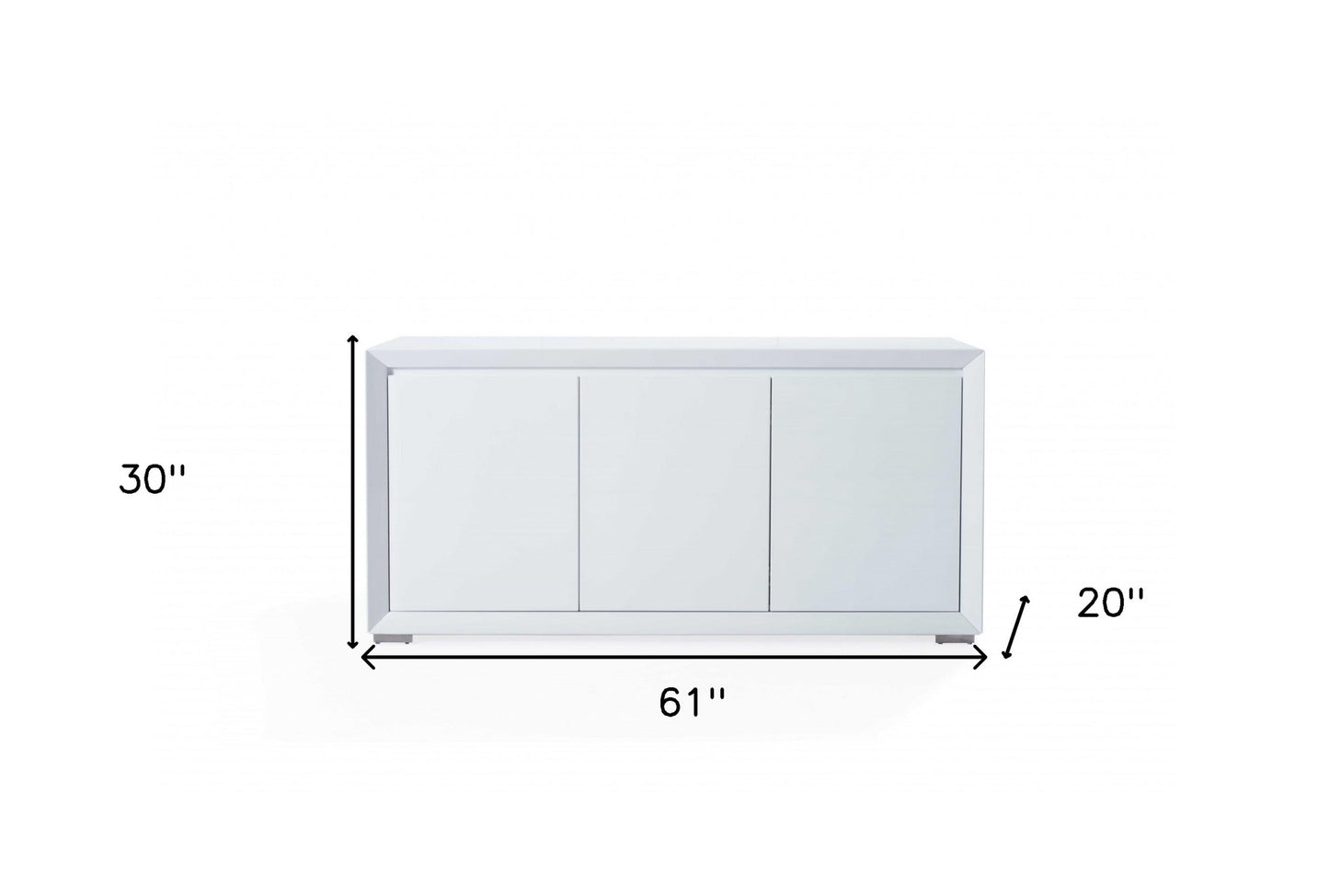 61 X 20 X 30 White Stainless Steel Buffet