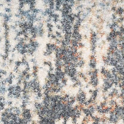 Close-up of a speckled gray, white and beige rug texture on a modern 6' runner.
