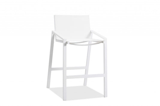 28" White Stainless Steel Counter Height Bar Chair