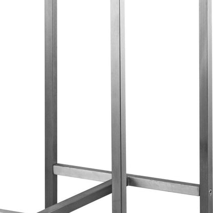 Set of Four 28" Brown And Silver Iron And Steel Backless Counter Height Bar Chairs