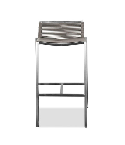 28" Brown And Silver Iron And Steel Low Back Bar Height Bar Chair