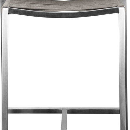 28" Brown And Silver Iron And Steel Low Back Bar Height Bar Chair