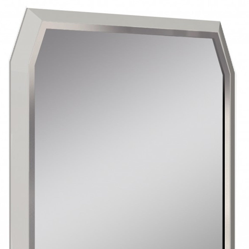 49" Taupe Abstract Glass Framed Accent Mirror