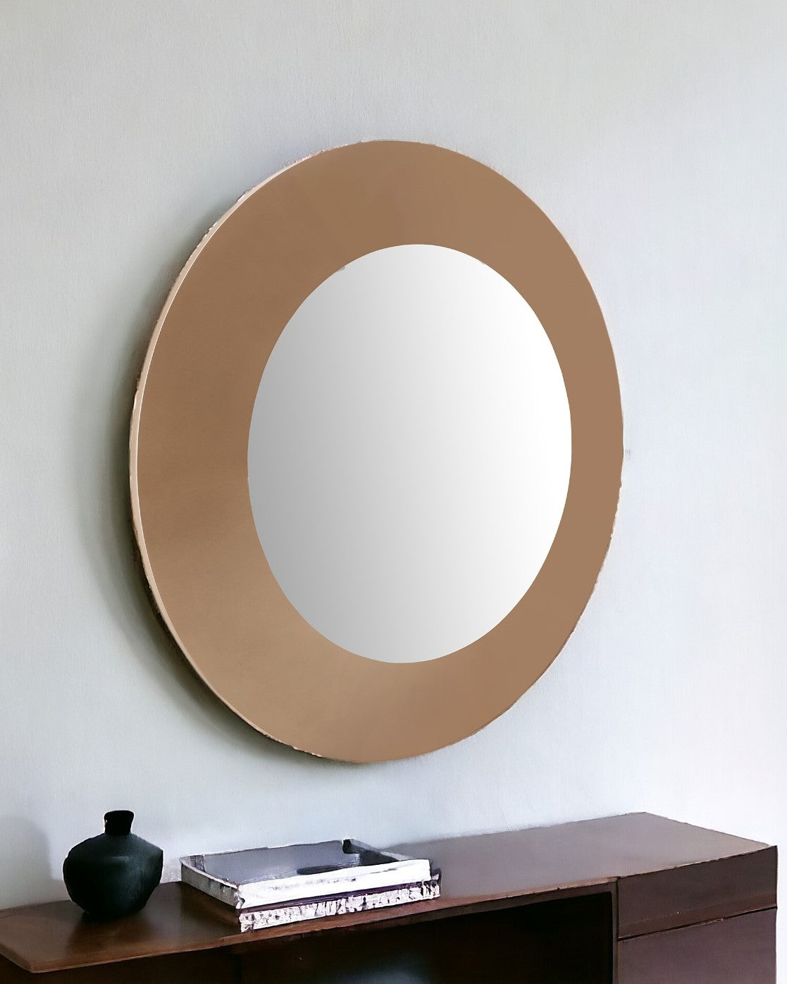 47" Gold Round Framed Accent Mirror