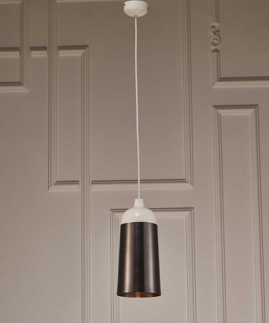Brown And White Cylinder Metal Ceiling Light With Brown Shades