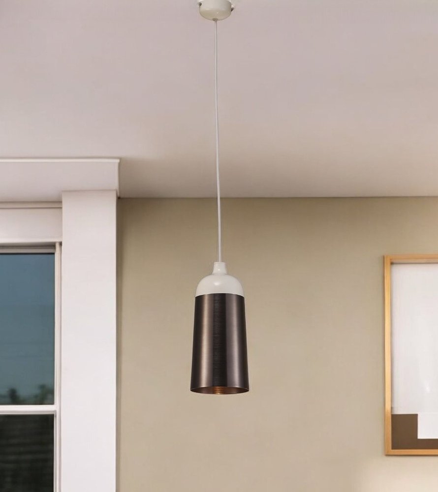 Brown And White Cylinder Metal Ceiling Light With Brown Shades
