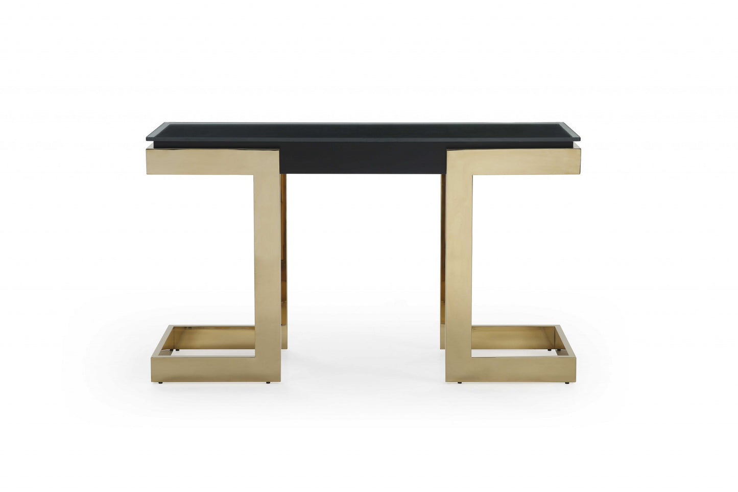 52" Black and Gold Glass Console Table