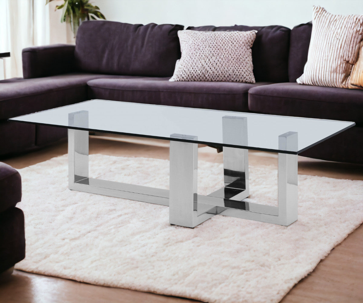 59 X 28 X 16 Clear Glass Coffee Table