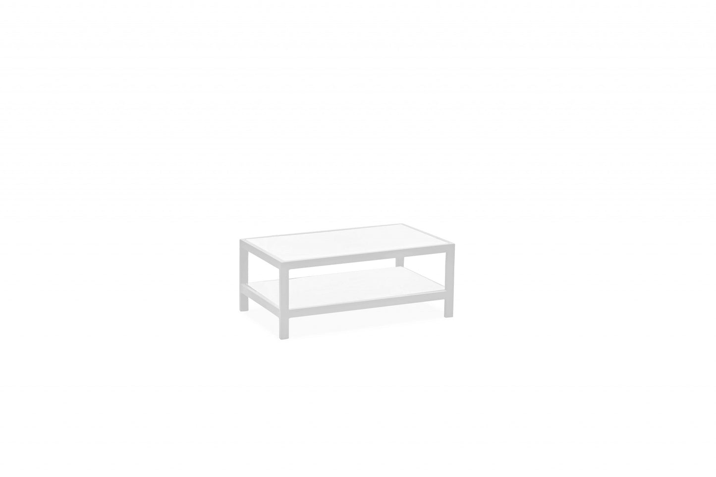 35" White Aluminum Coffee Table With Shelf