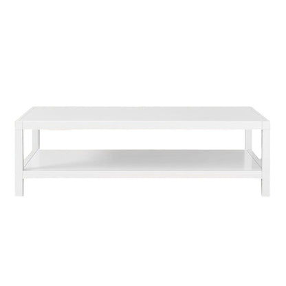 35" White Aluminum Coffee Table With Shelf