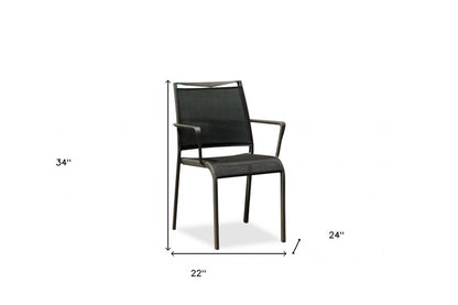 Set of Four Gray Dining Arm Chairs