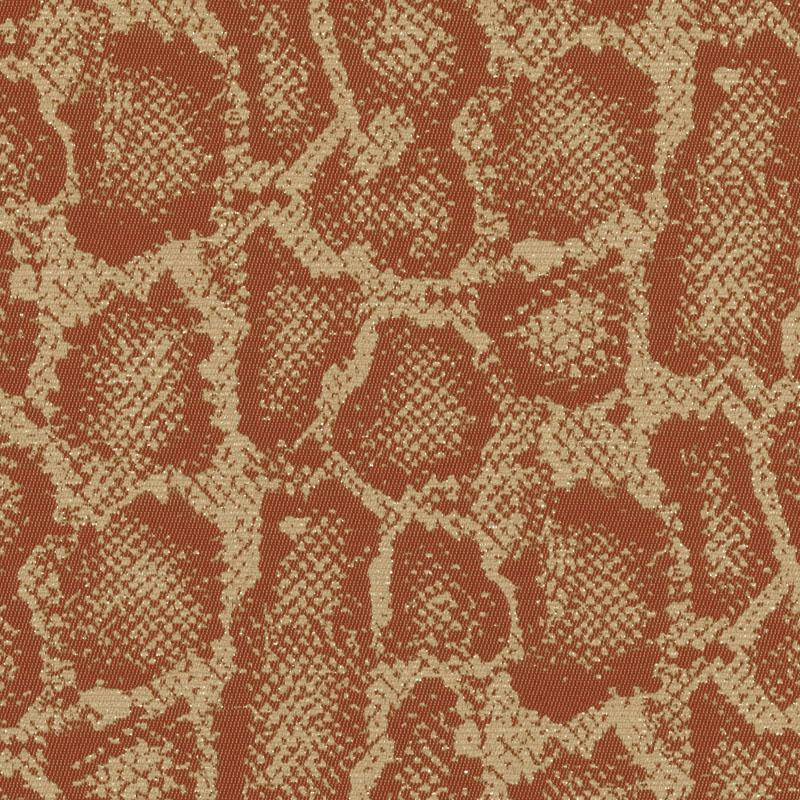 Brown snakeskin print upholstery fabric in tan and beige tones with a textured faux-leather look.