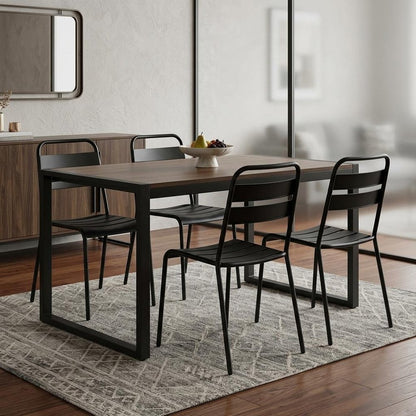 Set of Four Gray Faux Leather Dining Side Chairs