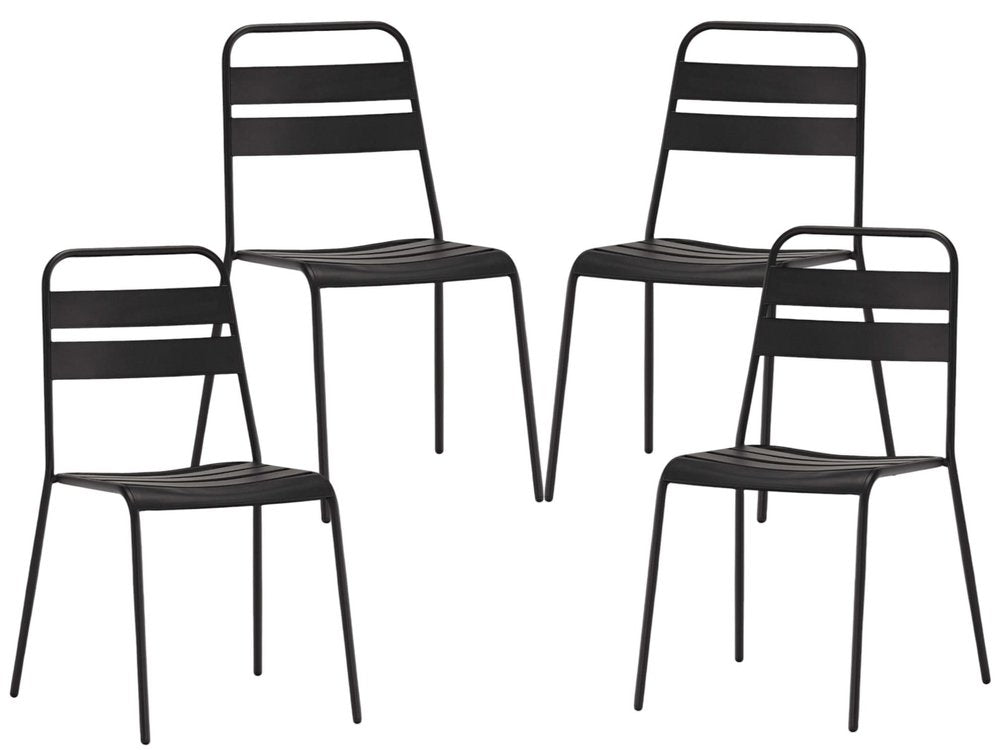 Set of Four Gray Faux Leather Dining Side Chairs