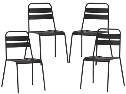 Set of Four Gray Faux Leather Dining Side Chairs