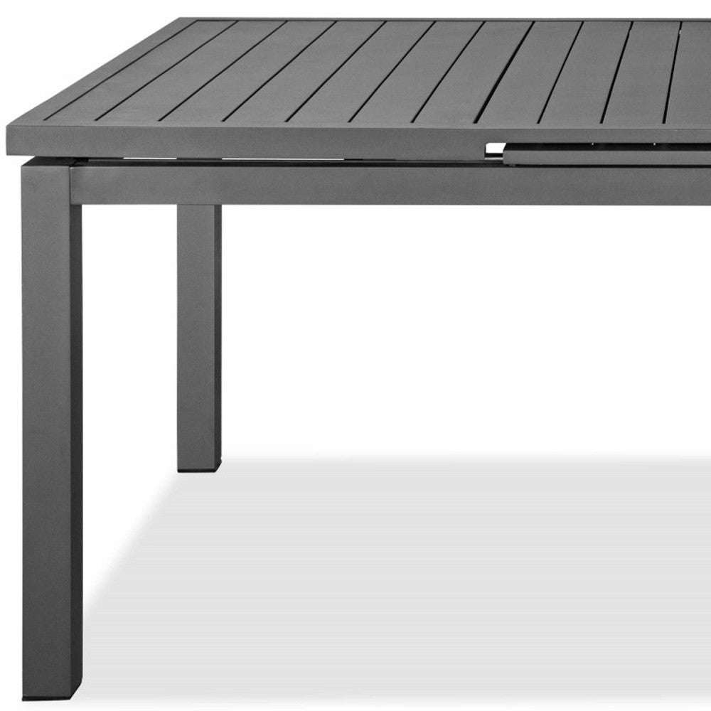 71" Gray Aluminum Extendable Outdoor Dining Table