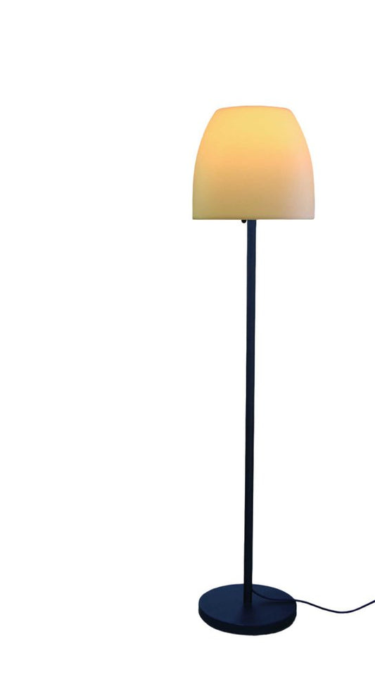 60" Black And White Metal Floor Lamp With White Bowl Shade