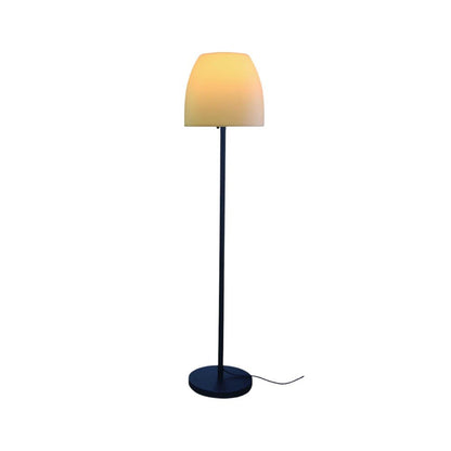 60" black & white metal floor lamp with white bowl shade