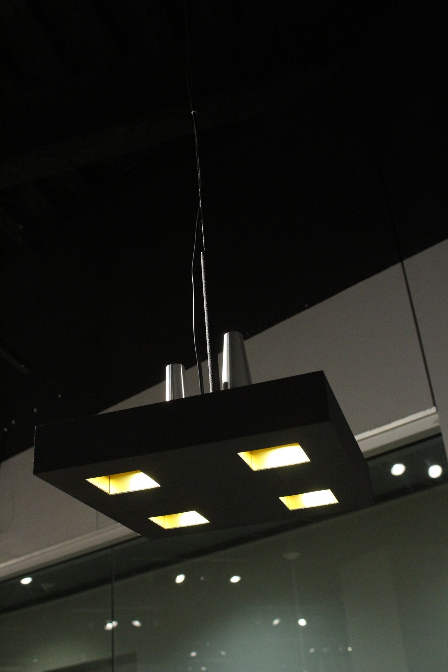 14 X 14 X 59 Black Stainless Steel Pendant Lamp