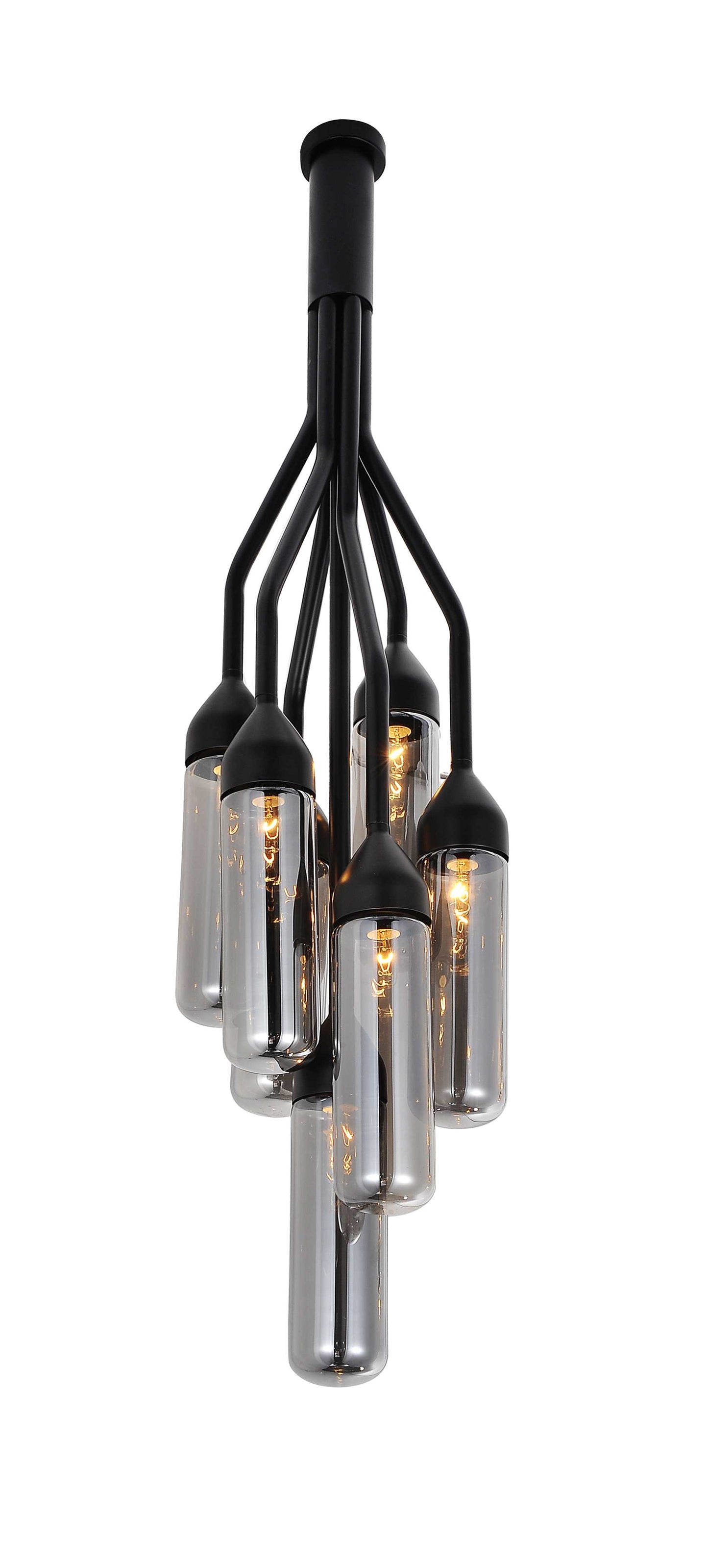 Shaded Empire Six Light Metal and Glass Flush Ceiling Light With Clear Shades