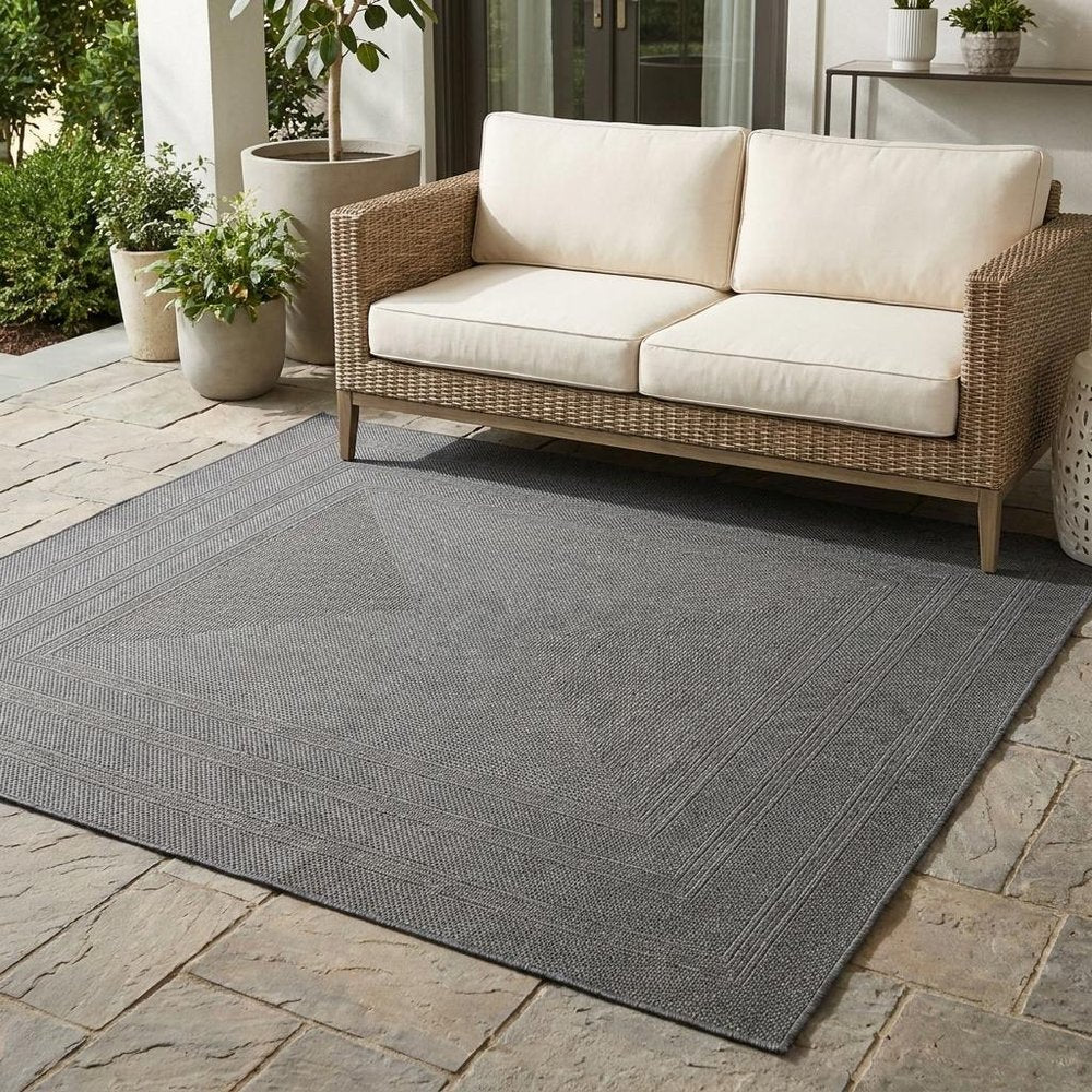 5' Charcoal Square Indoor Outdoor Area Rug