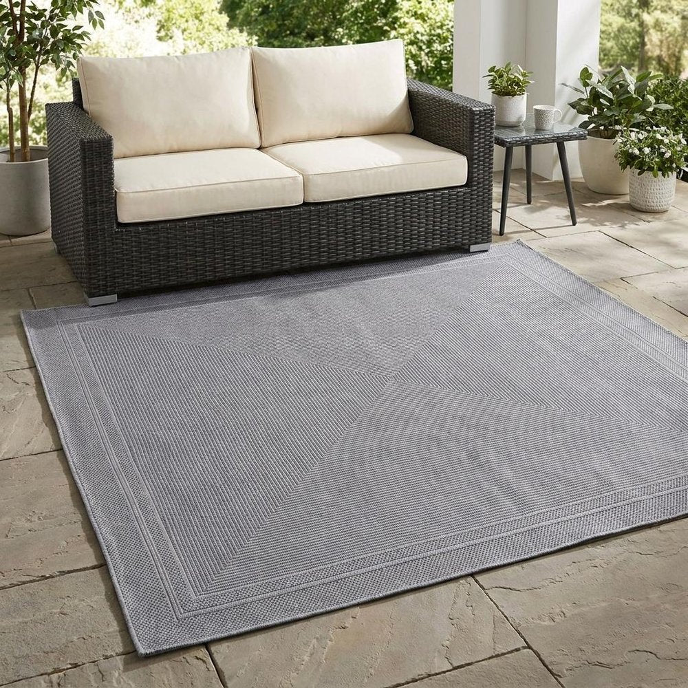 5' Light Gray Square Indoor Outdoor Area Rug
