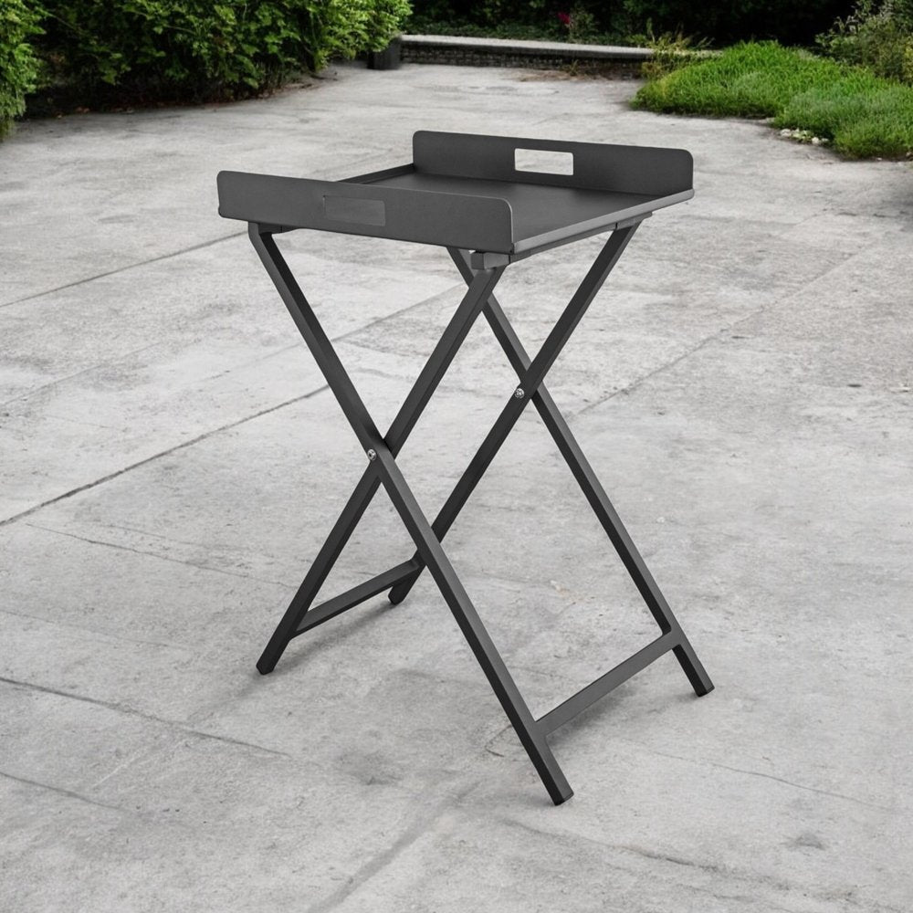 19" Gray Aluminum Outdoor Side Table