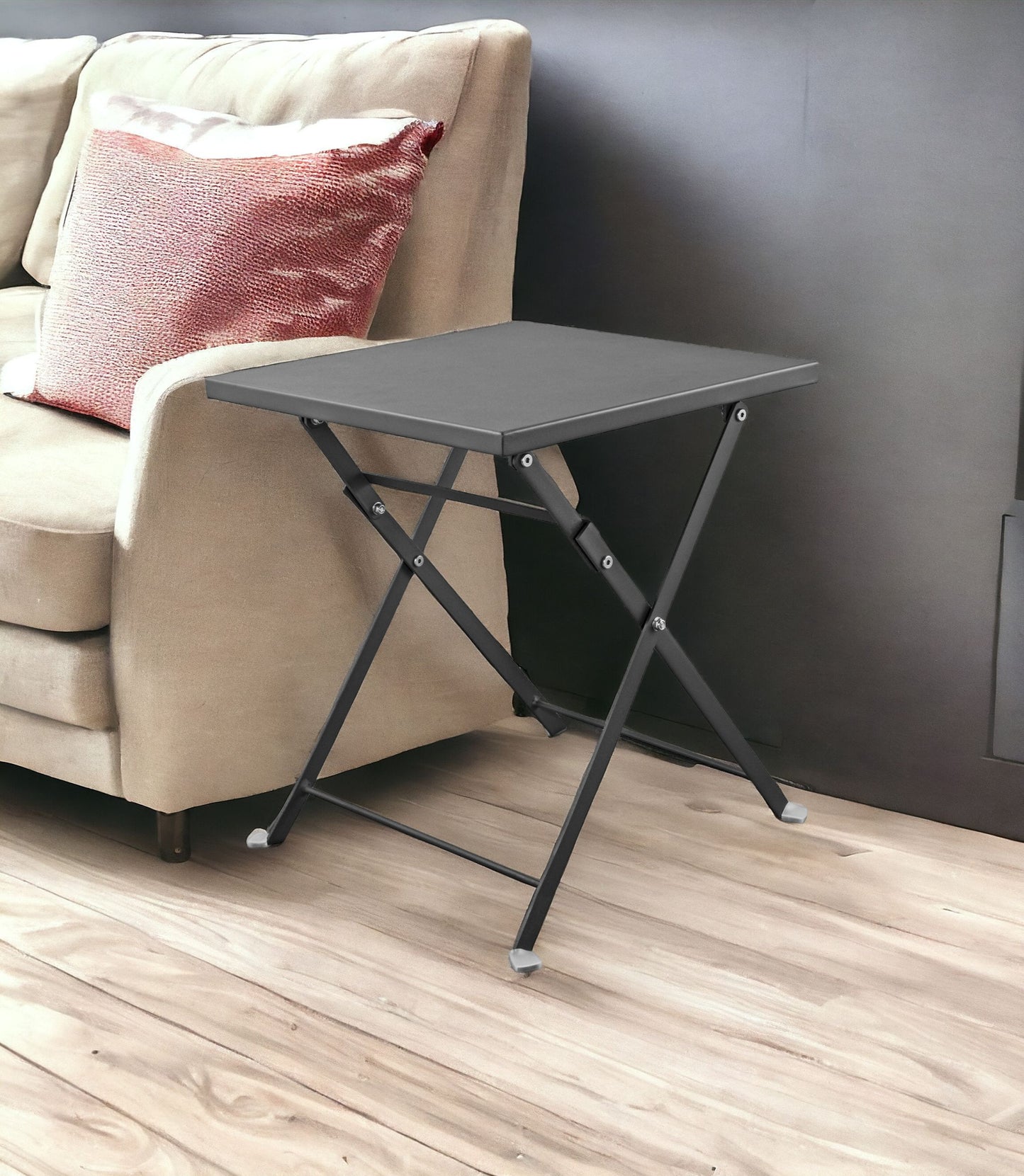 18" Gray Stainless Steel Square End Table