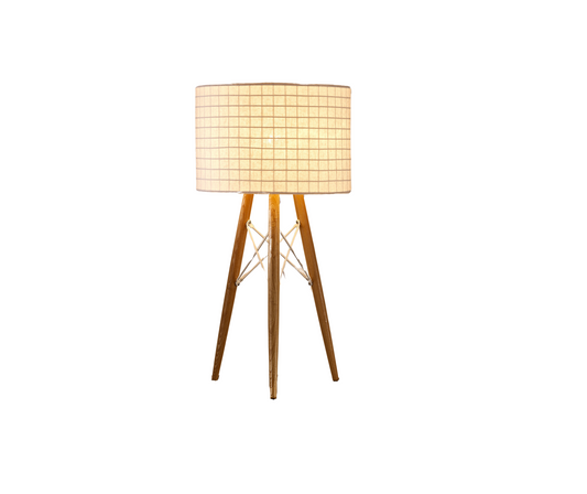 21" Brown Solid Wood Tripod Table Lamp With White Shade