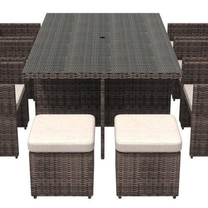 11 Piece Clear and Gray Glass Dining Set