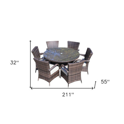 Seven Piece Clear and Gray Round Glass Dining Set
