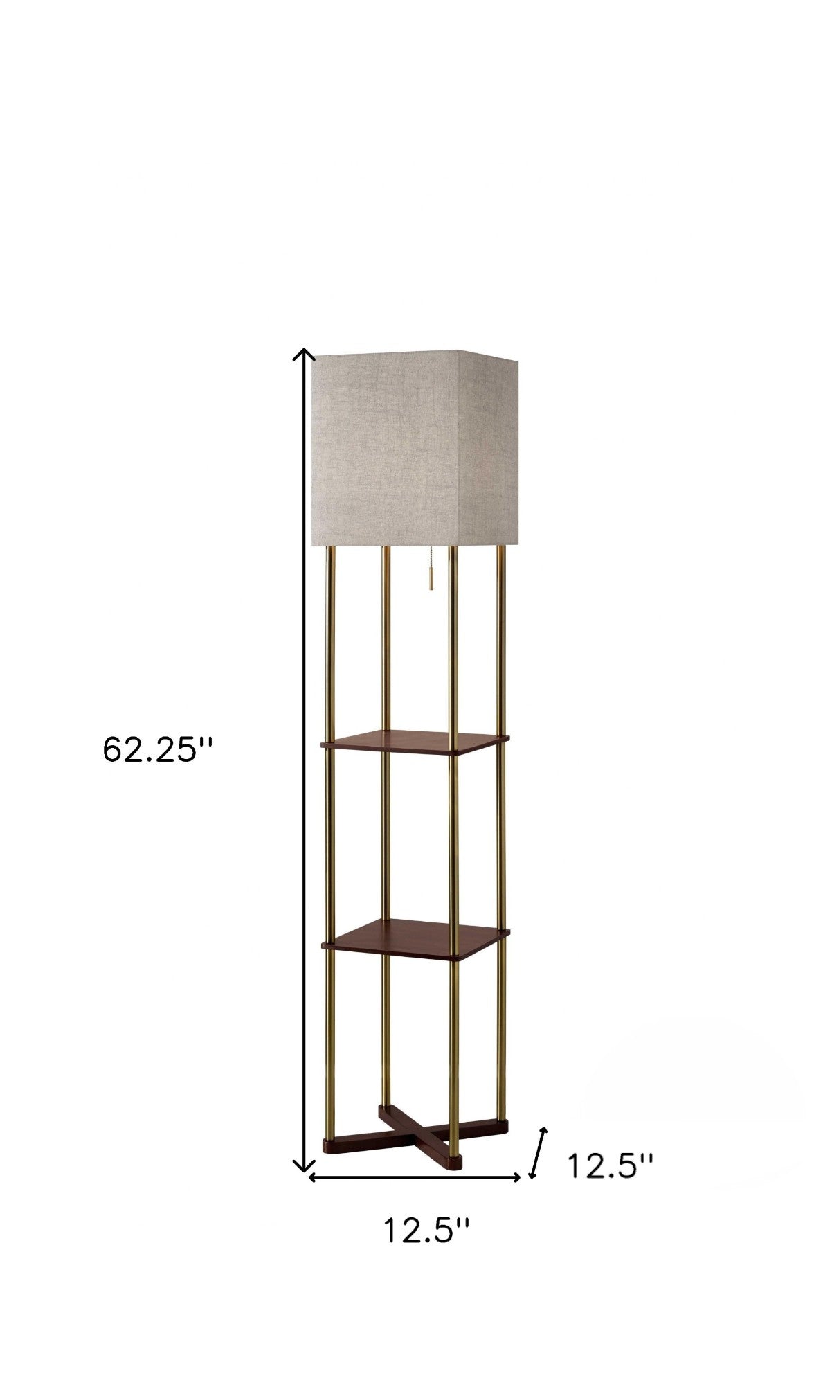 62" Column Floor Lamp With Gray Square Shade