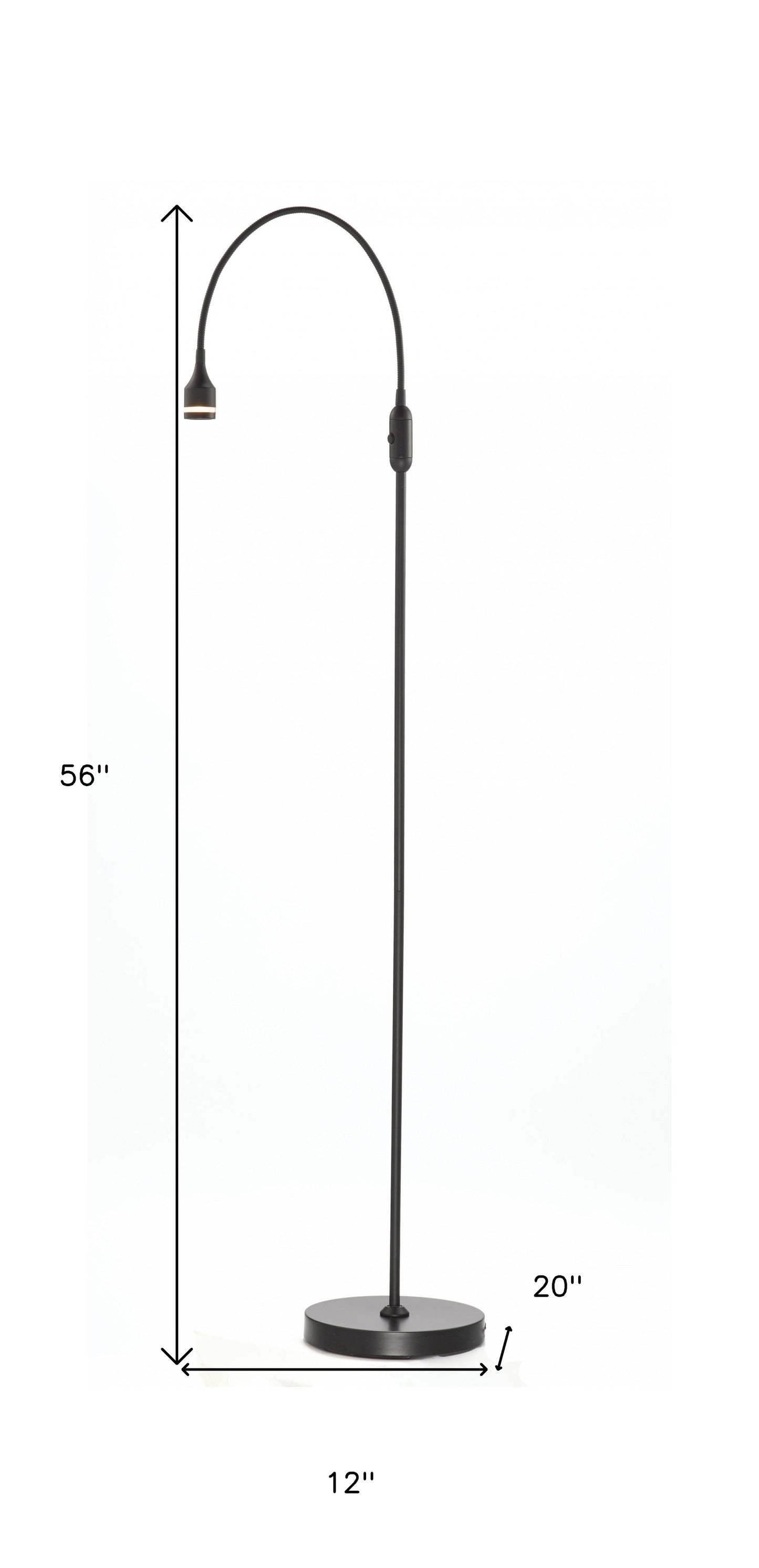 56" Black Arched Floor Lamp