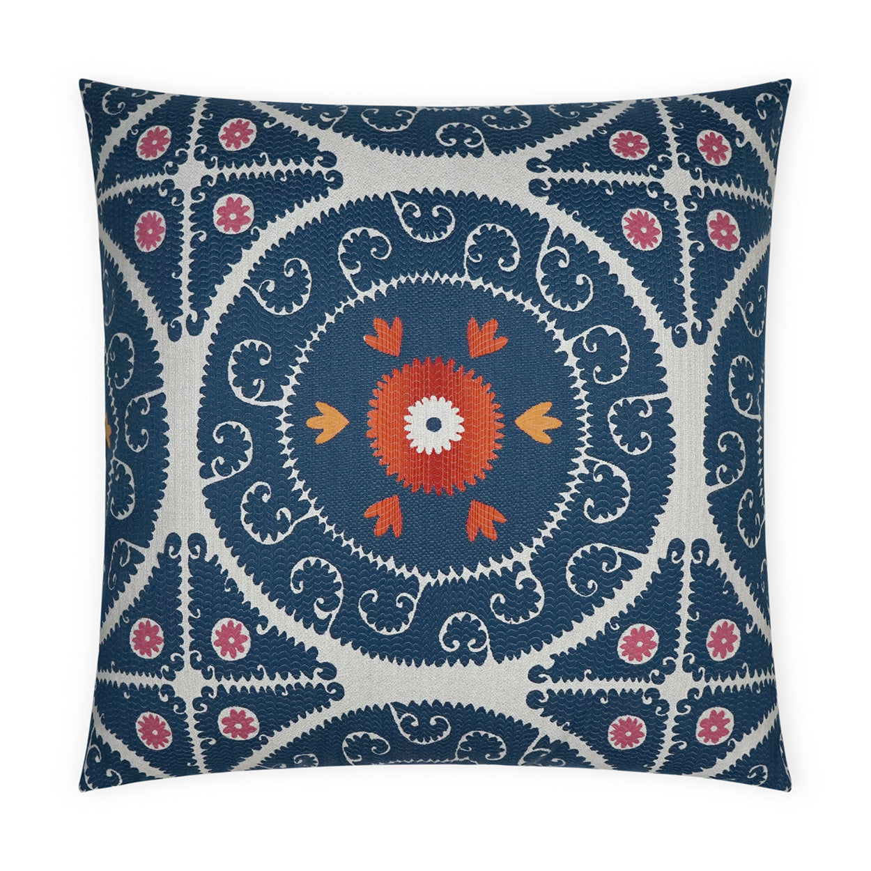 D.V. KAP HOME   24" x 24" Suzandozi Pillow - Denim Global    - 3726-D-2424