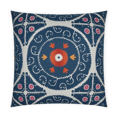 D.V. KAP HOME   24" x 24" Suzandozi Pillow - Denim Global    - 3726-D-2424