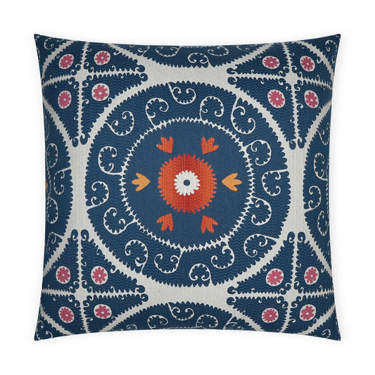 D.V. KAP HOME   24" x 24" Suzandozi Pillow - Denim Global    - 3726-D-2424