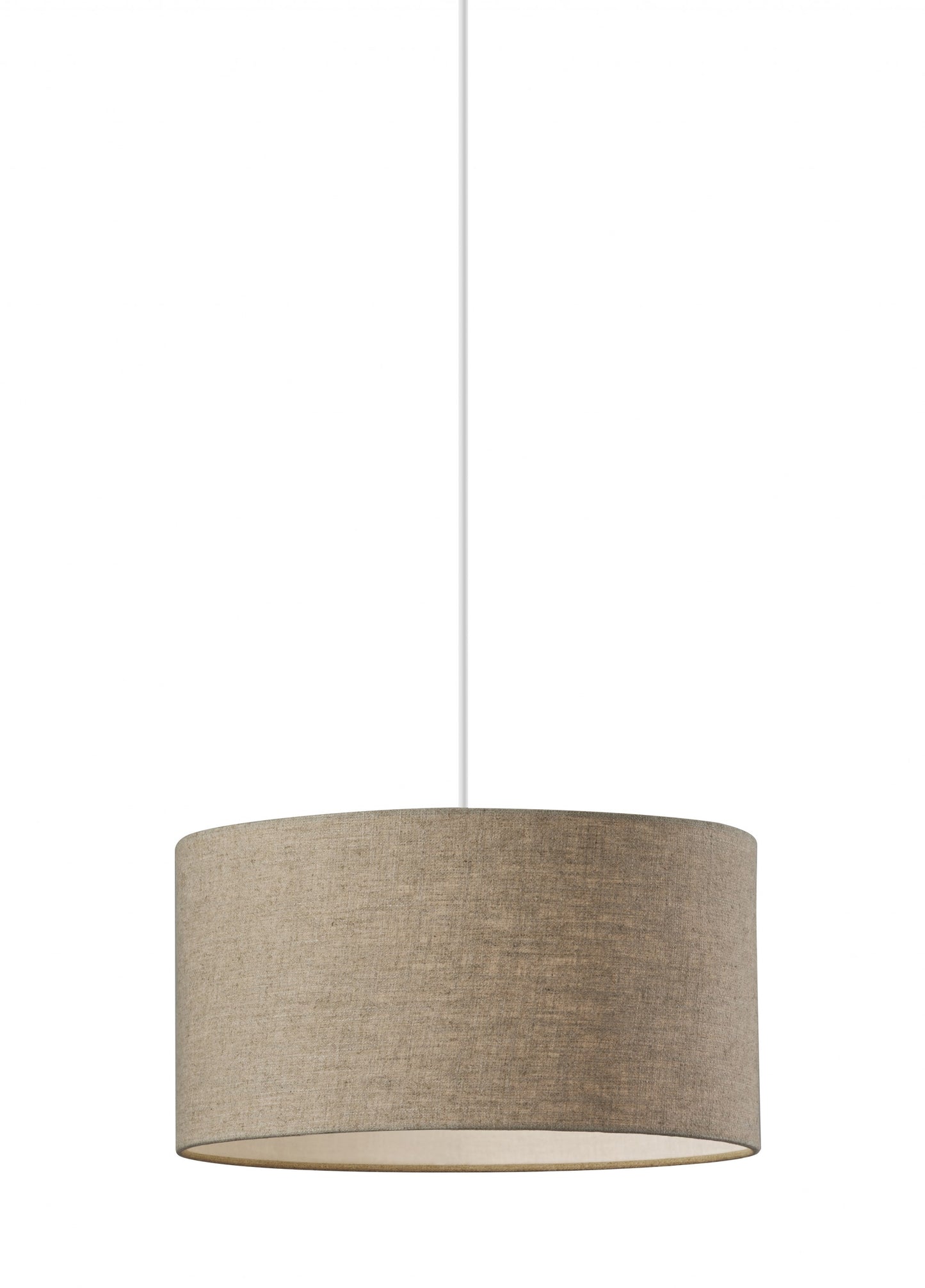 Heather Grey Fabric Shade Electric Drum Pendant