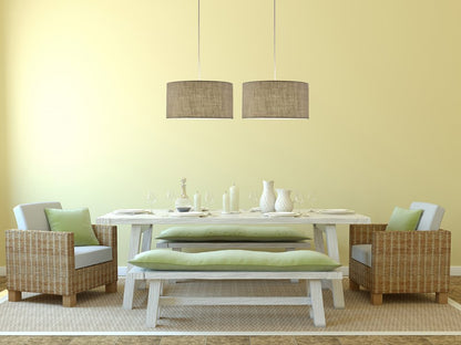 Burlap Fabric Light Brown Electric Drum Pendant Lamp