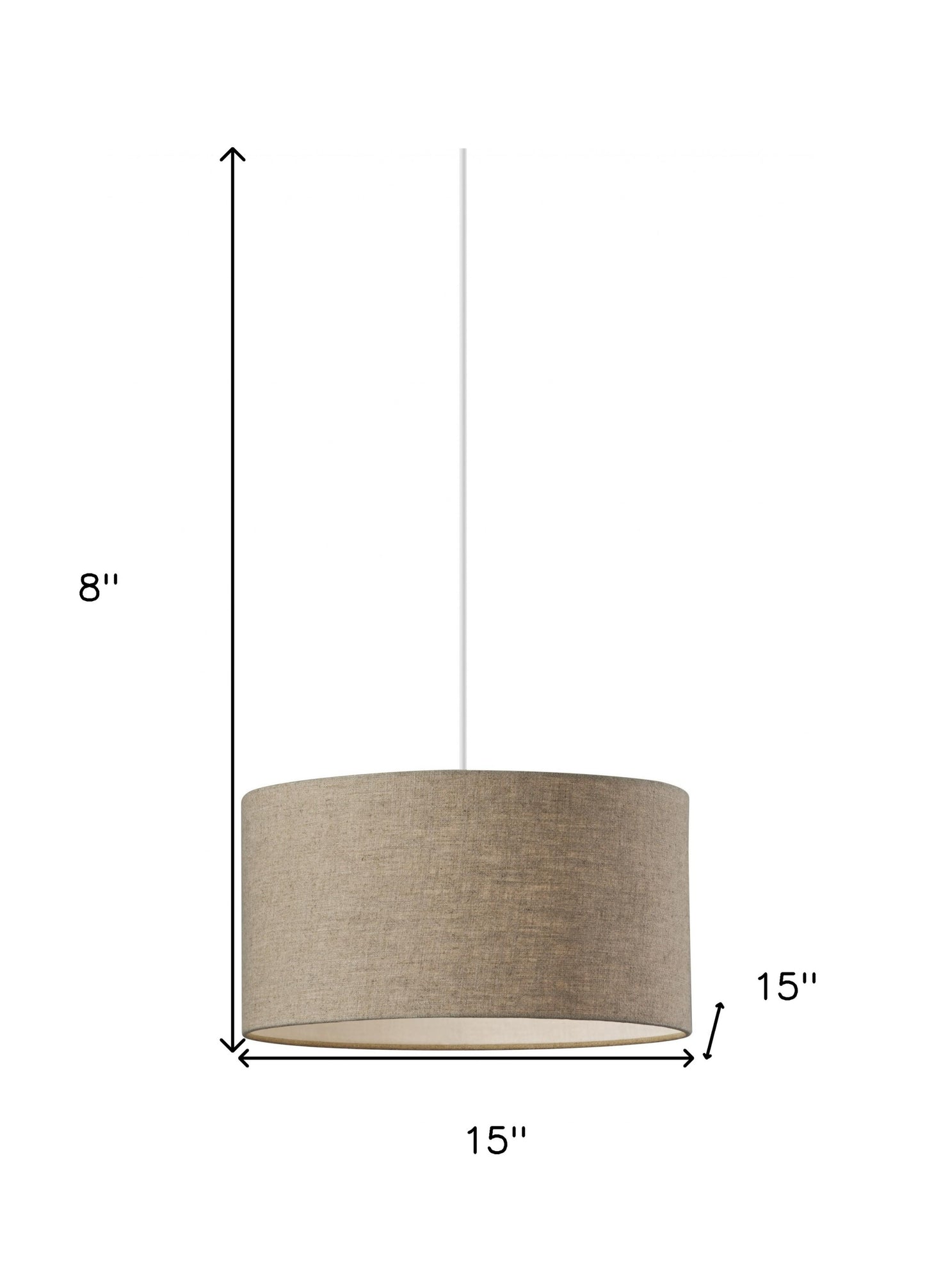 Heather Grey Fabric Shade Electric Drum Pendant