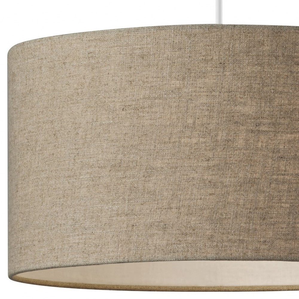 Heather Grey Fabric Shade Electric Drum Pendant