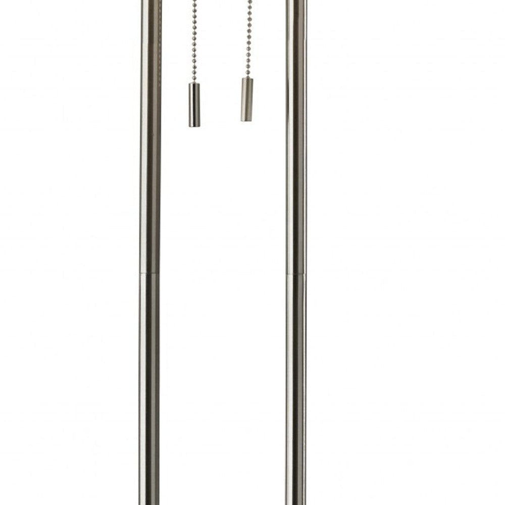 Dual Pole Floor Lamp in Brushed Steel Metal