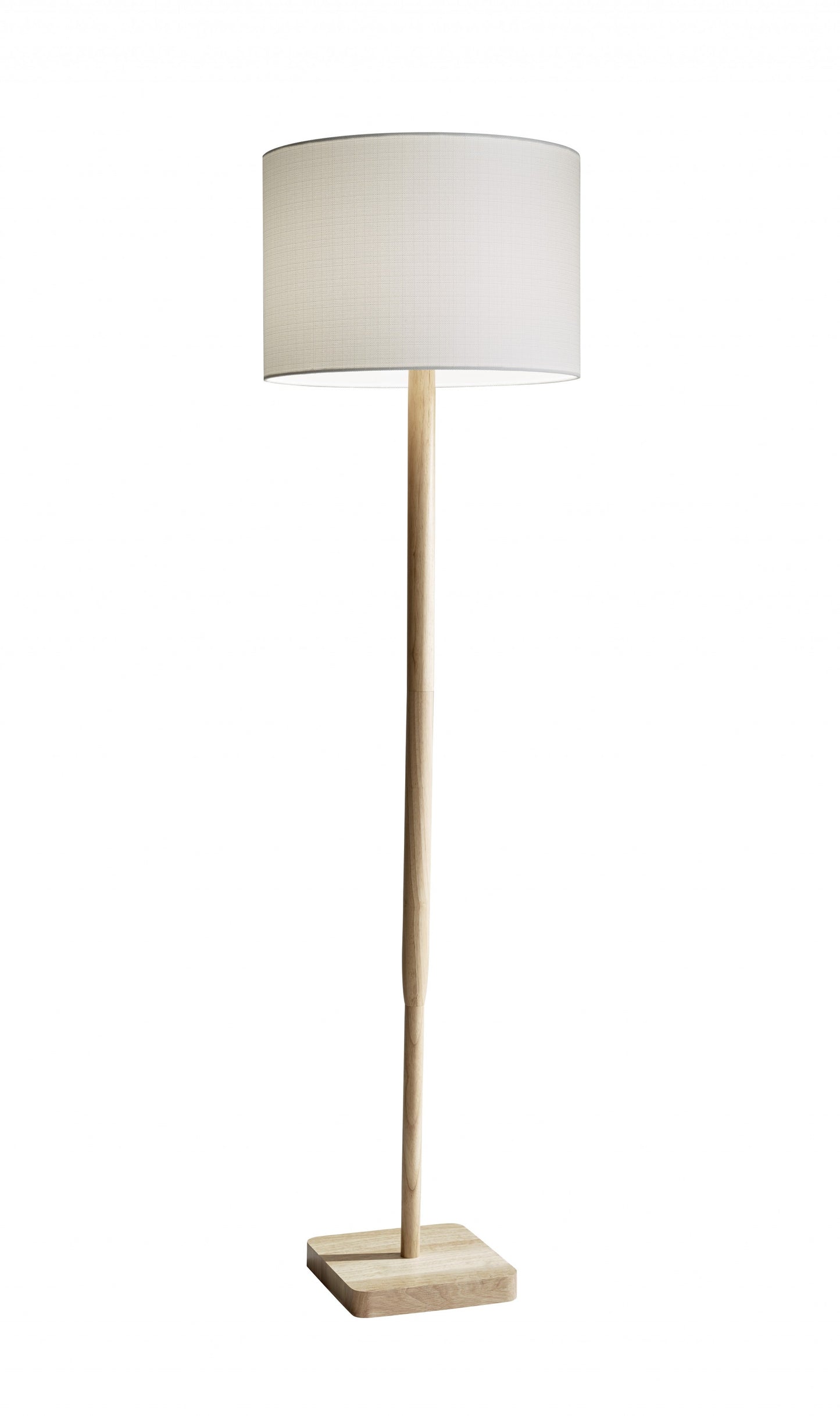 59" Solid Wood Traditional Shaped Floor Lamp With Black Drum Shade