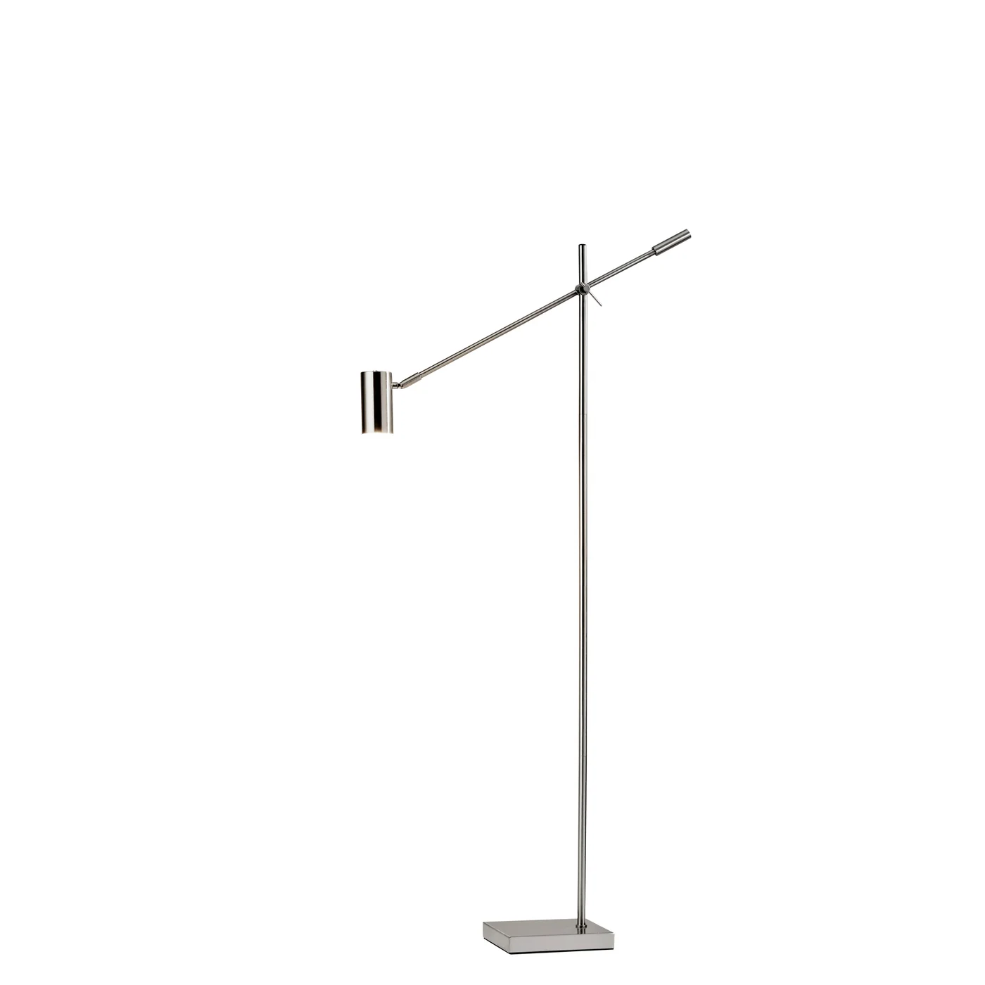 63" Black Adjustable LED Task Floor Lamp With Antiqued Brass Cylinder Shade