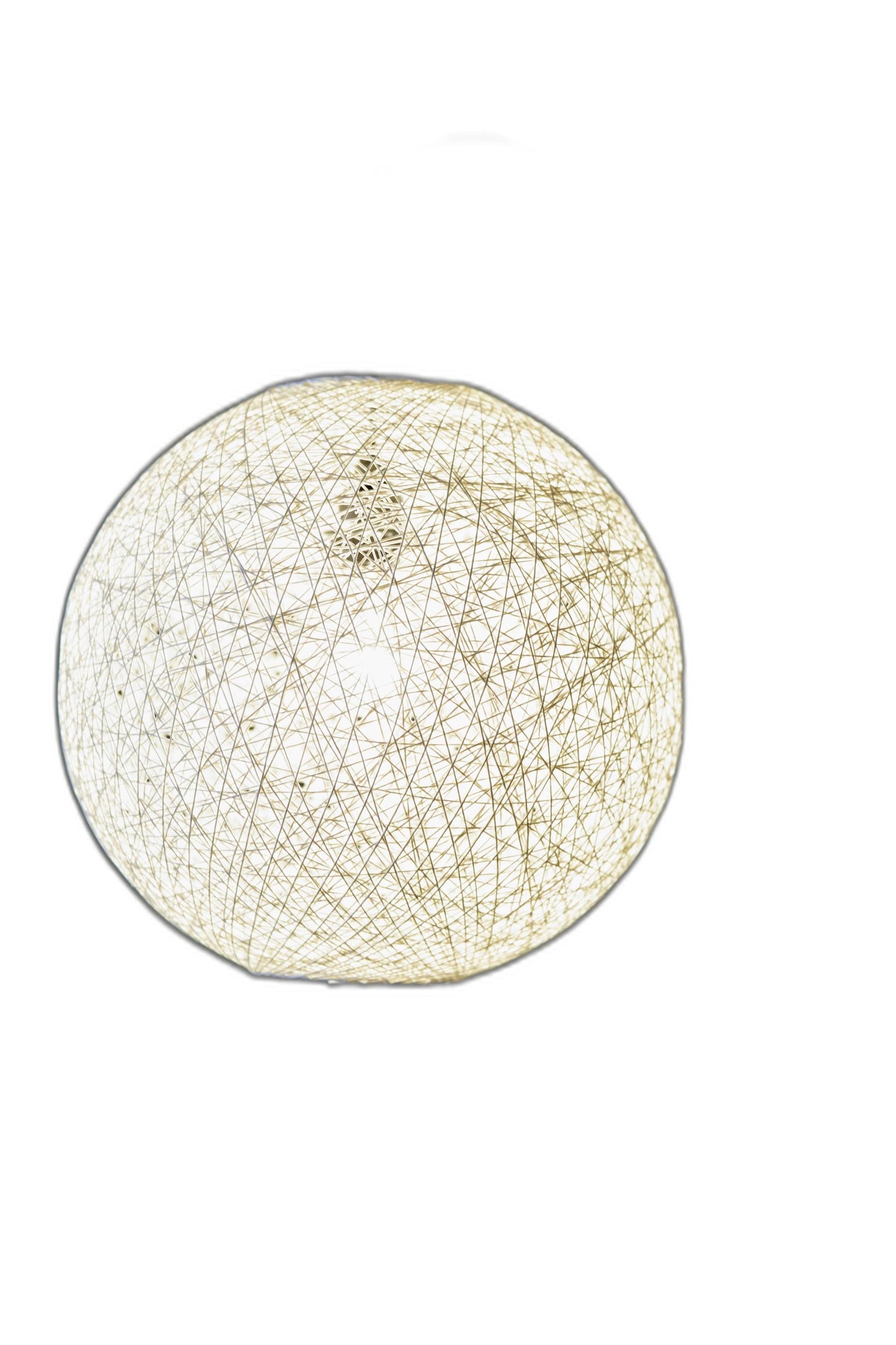 Floor Lamp With Bronze Metal Arc And Groovy Rattan String Ball Shade