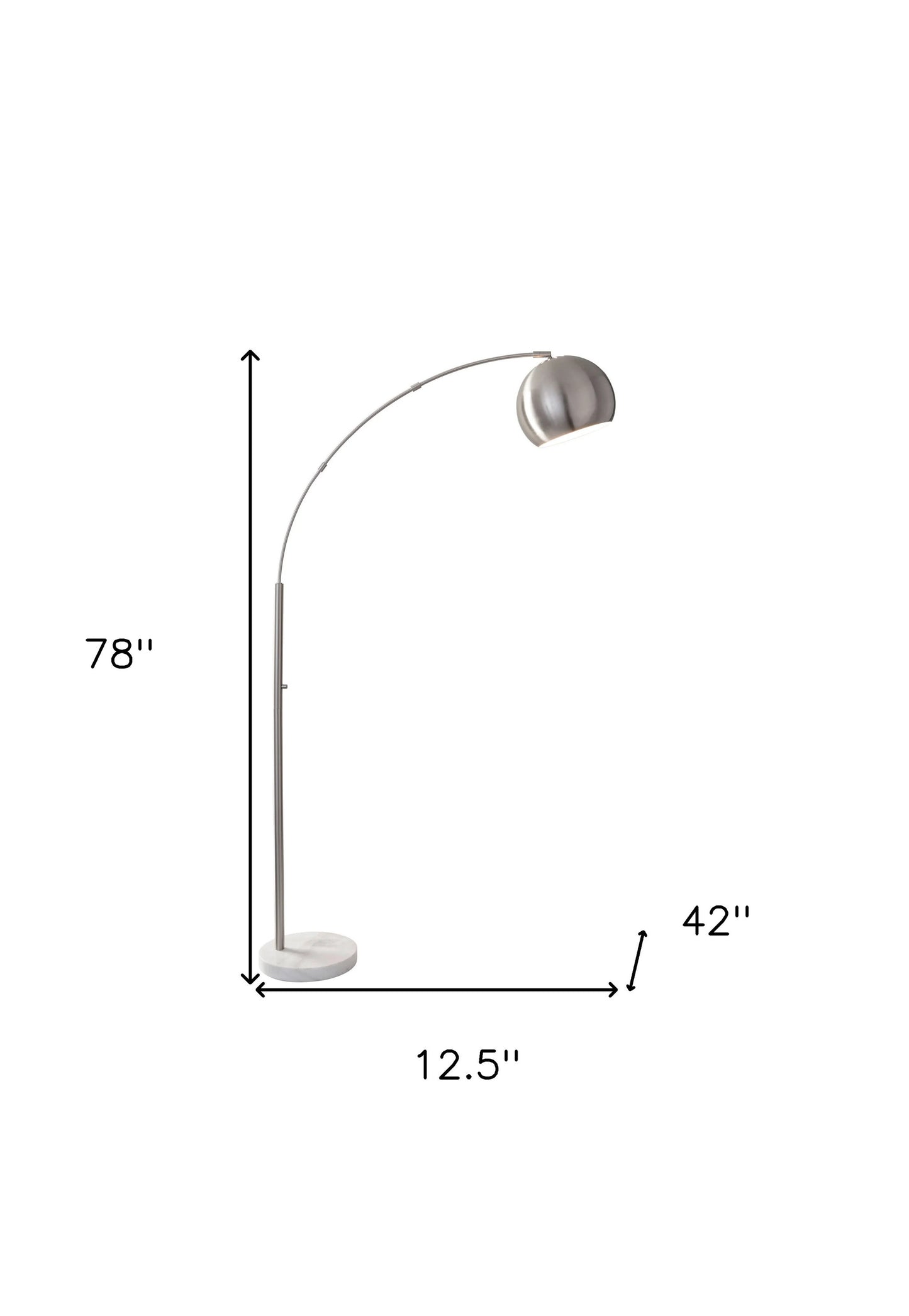 78" Steel Arc Floor Lamp With Silver Solid Color Bowl Shade