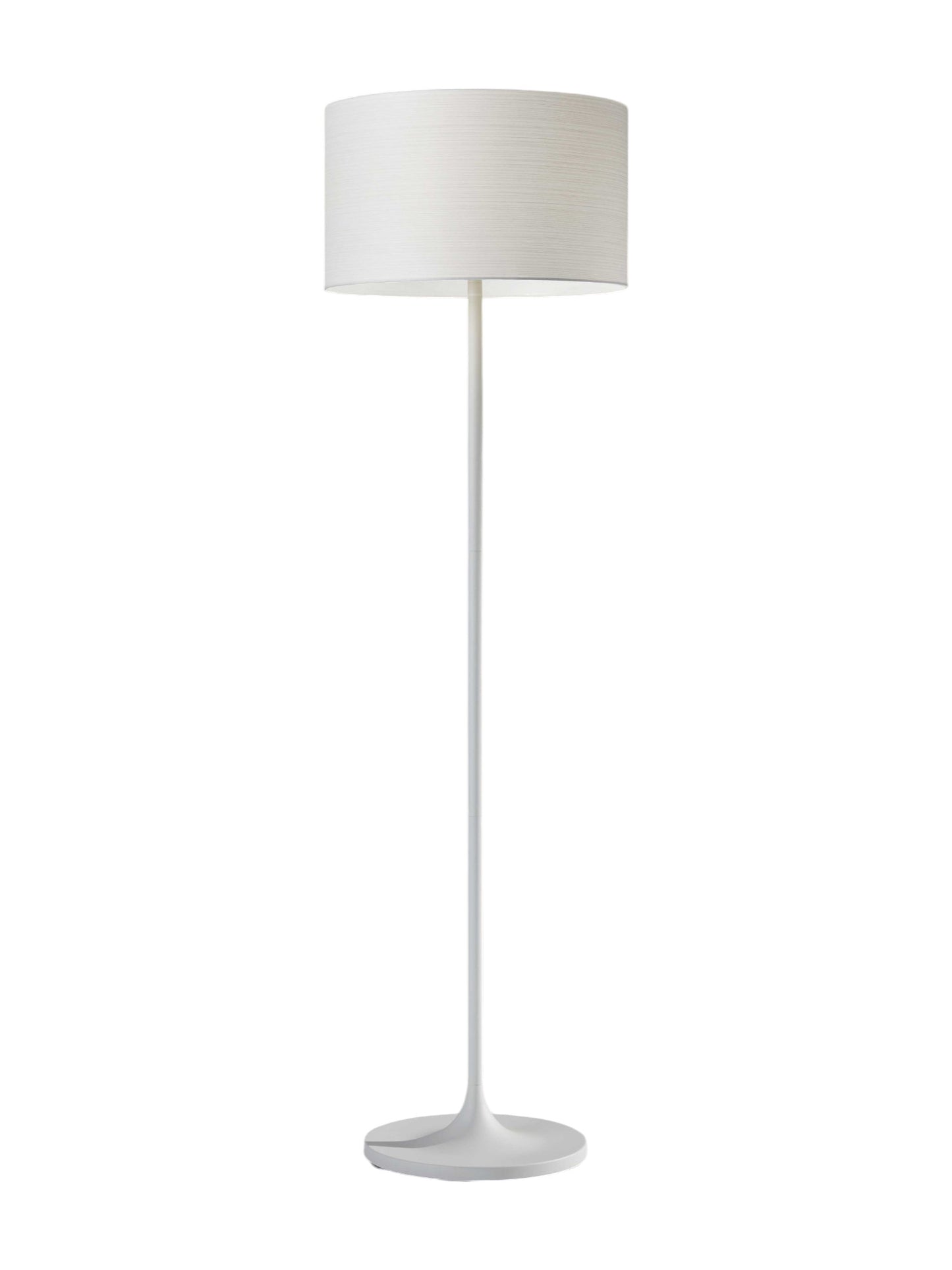 60" White Metal Floor Lamp With White Drum Shade